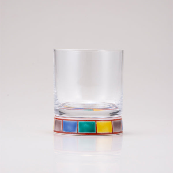 ロックグラス色絵十草文レッド（104-R）の正面